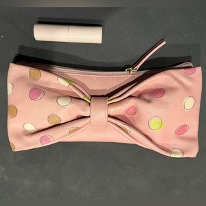 Furla Pink Glove Quality Genuine Leather Clutch w/Large Leather Bow.